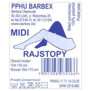 Barbex Rajstopy damskie brązowe MIDI