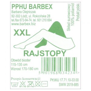 Barbex rajstopy XXL beżowe 1 para