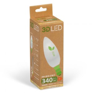 3D LED Żar&oacute;wka 4W E14 barwa ciepła biała