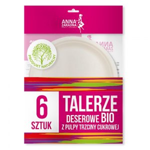 Anna Zaradna Talerze deserowe BIO z trzciny cukrowej 6szt