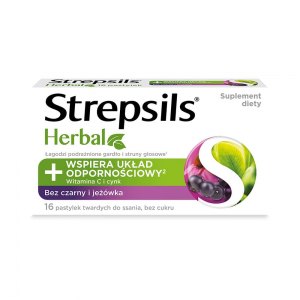 Strepsils Herbal czarny bez i jeż&oacute;wka 16 pastylek
