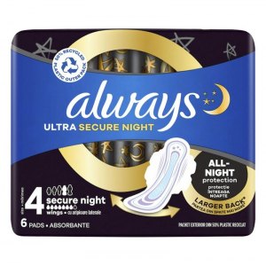 Always Ultra Secure Night Podpaski ze skrzydełkami 6szt
