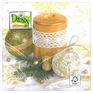 Daisy serwetki Gold Candle with Lace Arrangement 20szt