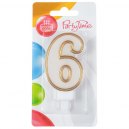 Party Time świeczka urodzinowa cyferka 6 złota