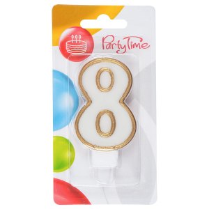 Party Time świeczka urodzinowa cyferka 8 złota