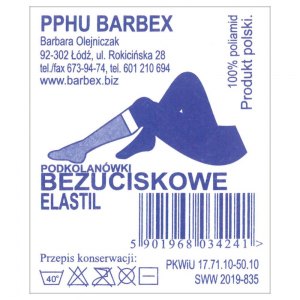 Barbex podkolan&oacute;wki bezuciskowe elastil beżowe 1 para