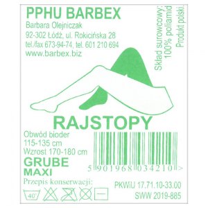 Barbex rajstopy grube Maxi beżowe 1 para