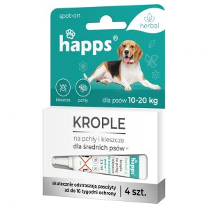 Happs krople na pchły i kleszcze dla średnich psów 4szt